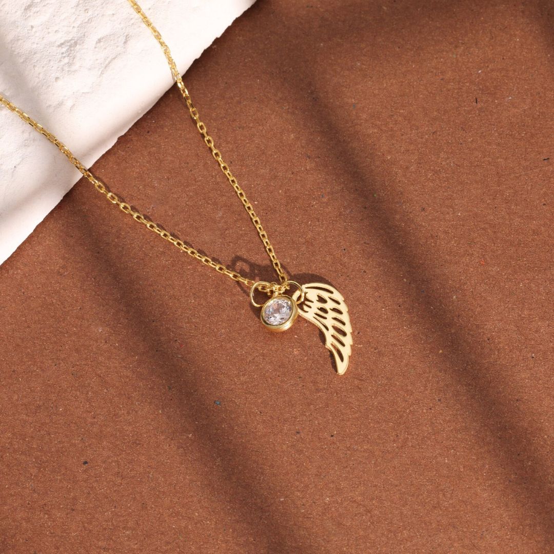 Angel Wing Birthstone Necklace