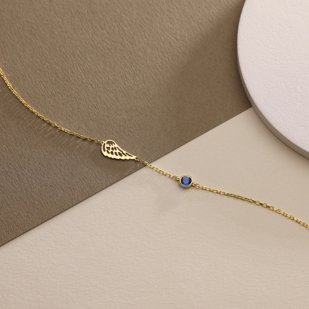 Angel Wing Bracelet with Birthstone