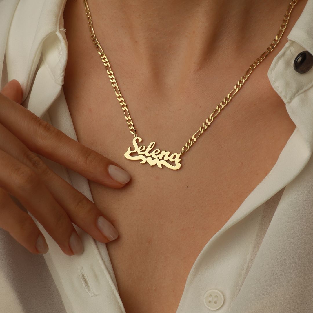 Personalized Name Necklace with Heart Underline
