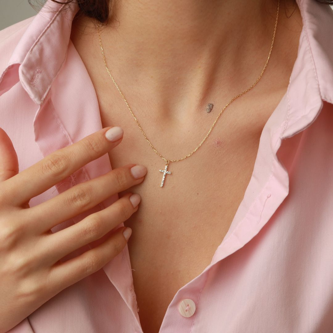 Cross Necklace with Stones