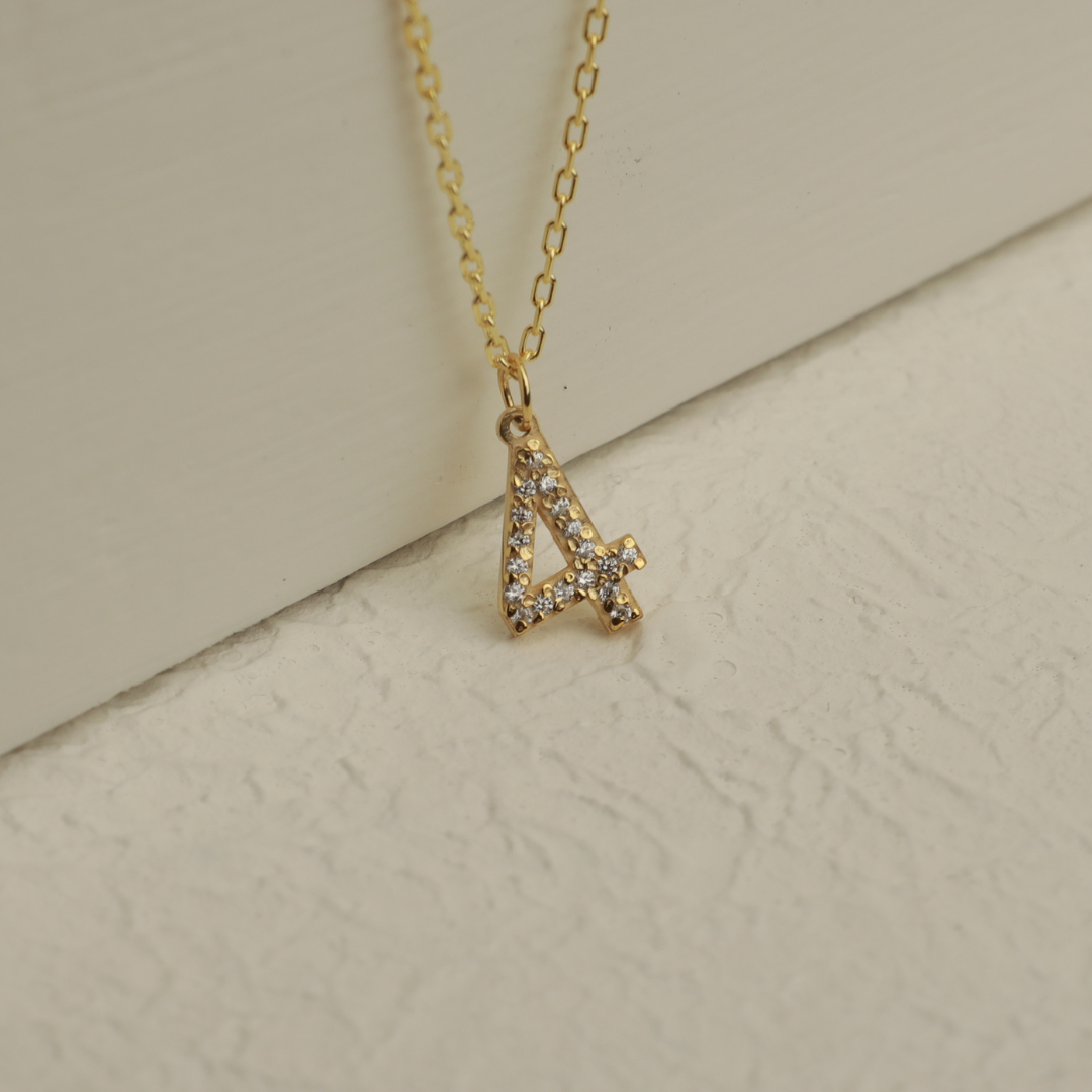 Custom Number Necklace with Stones