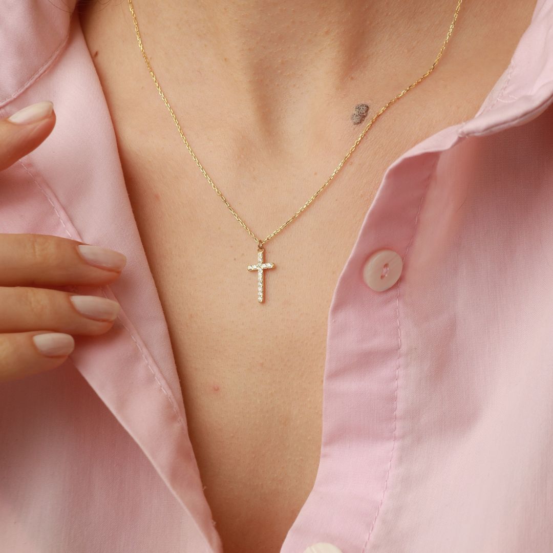 Cross Necklace with Stones