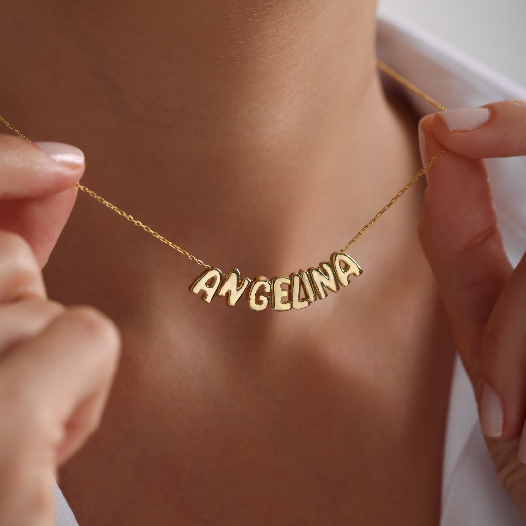 Custom Bubble Name Necklace