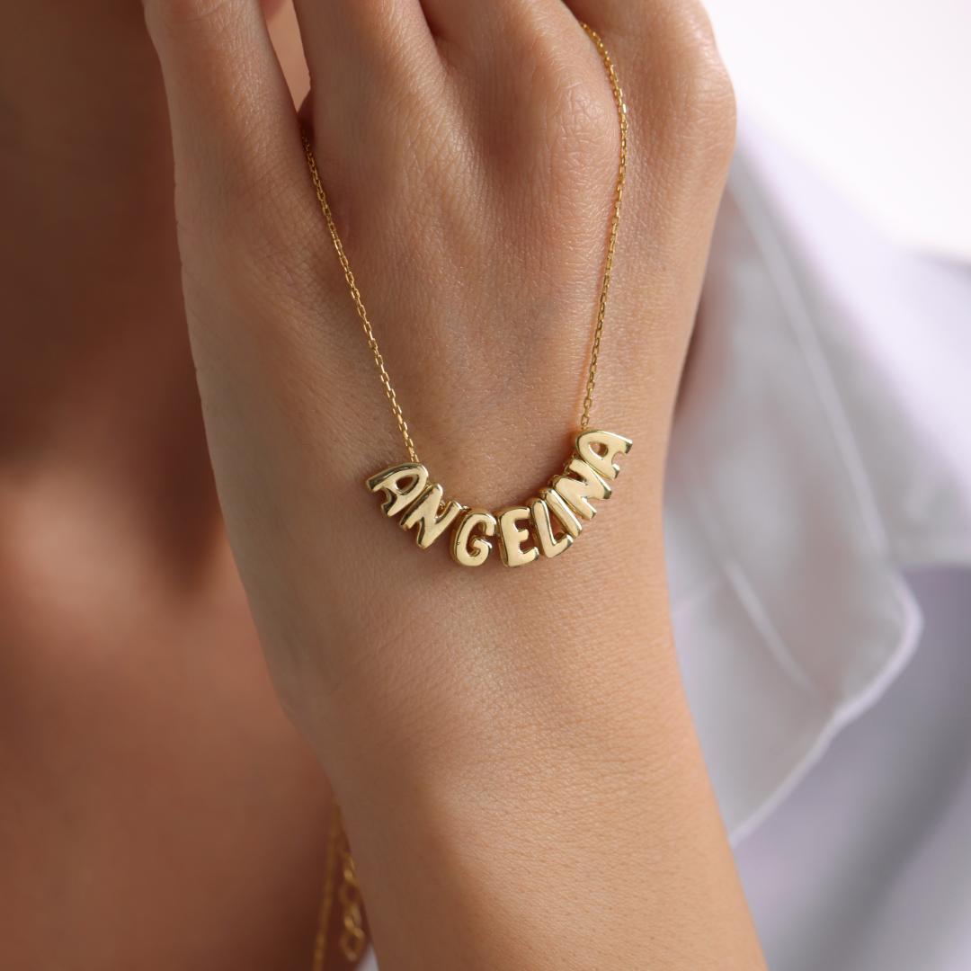 Custom Bubble Name Necklace