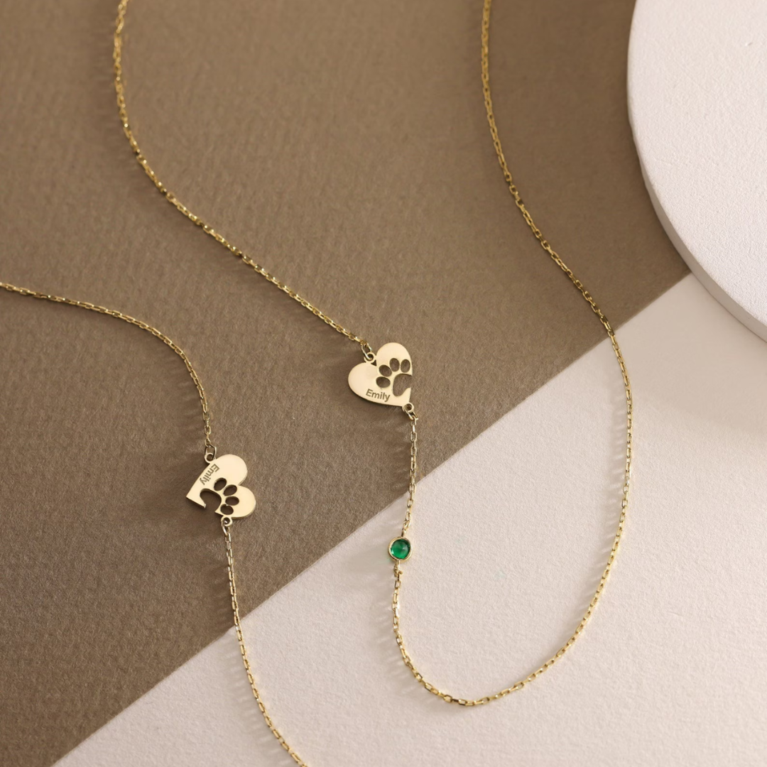Custom Engraved Paw Print Necklace