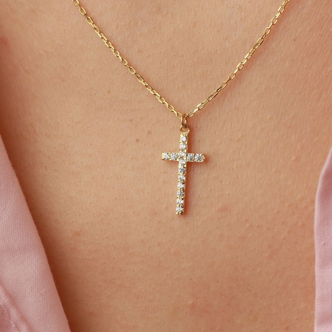 Cross Necklace with Stones