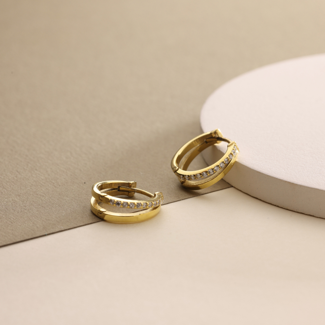 Huggie Hoop Earrings with Stones