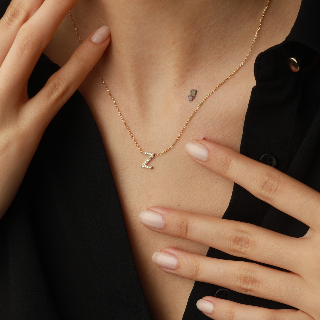 Personalized Initial Necklace with Stones