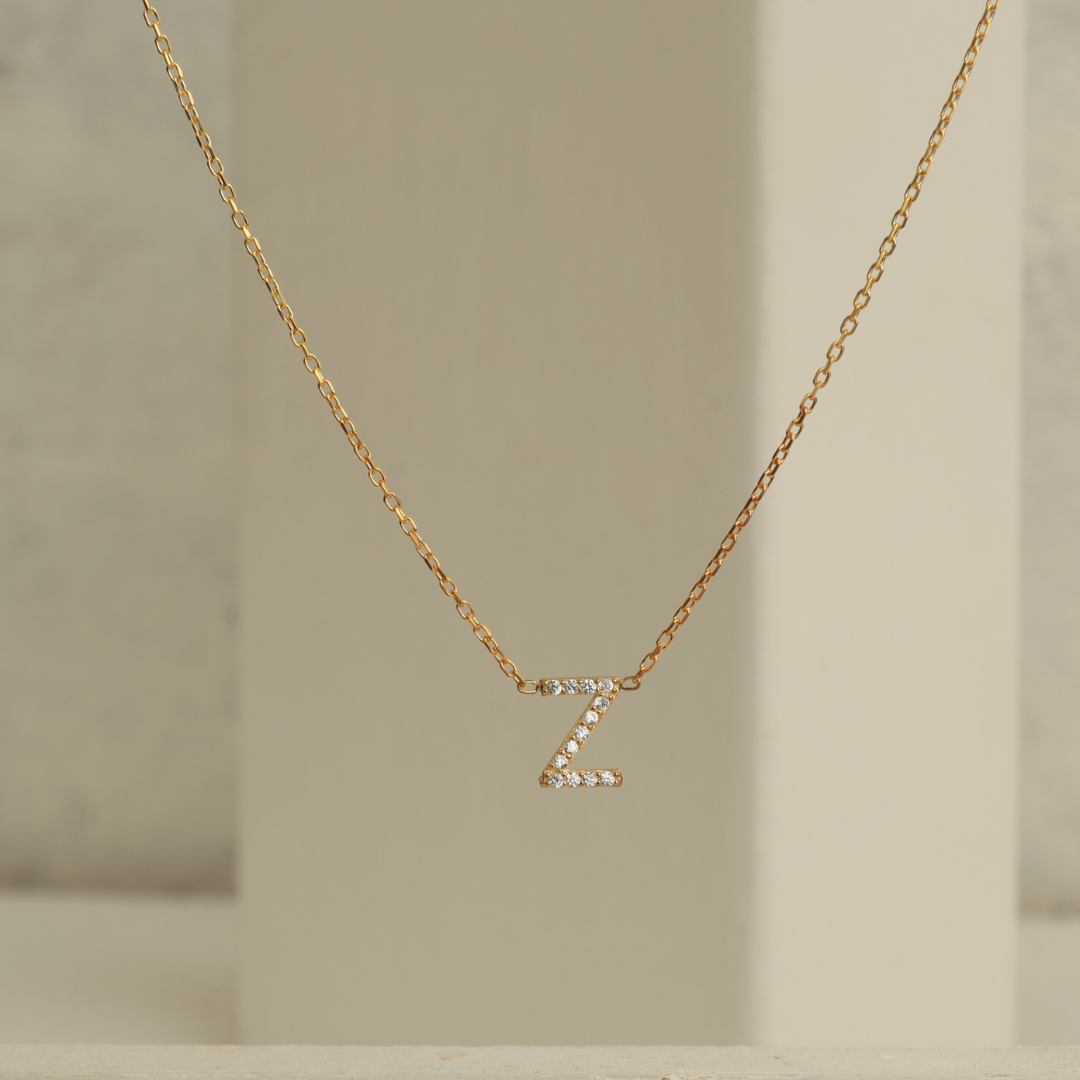 Personalized Initial Necklace with Stones