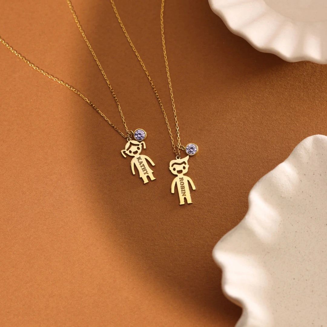 Personalized Mom Necklace with Kids Birthstone