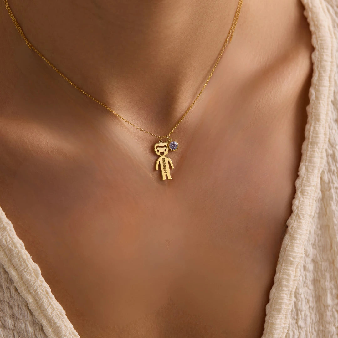 Personalized Mom Necklace with Kids Birthstone