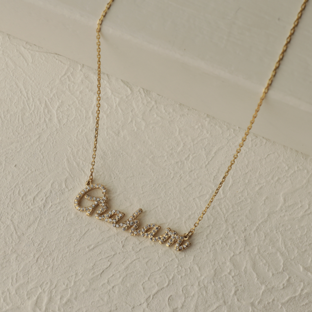 Personalized Name Necklace with Stones