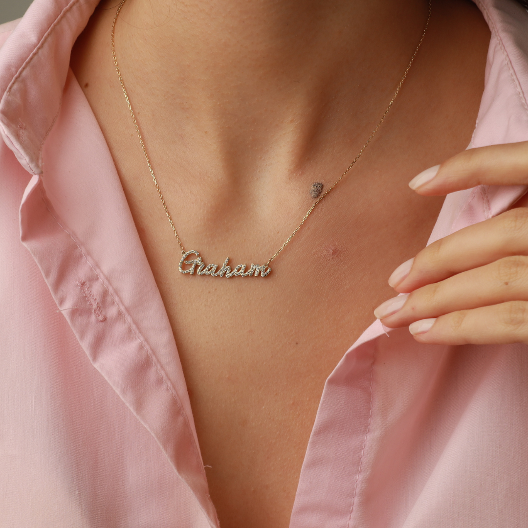 Personalized Name Necklace with Stones