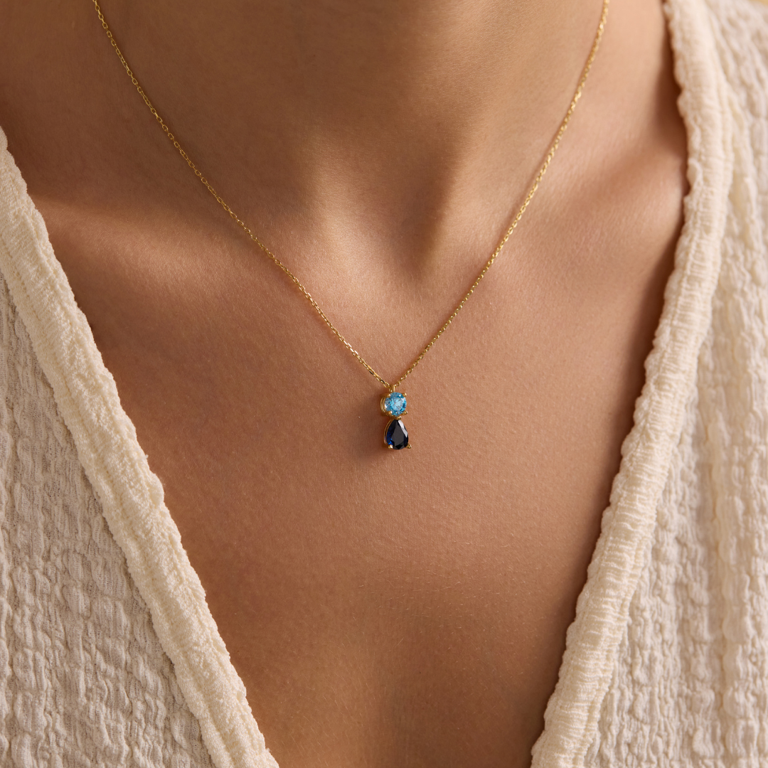 Two Birthstone Pendant Necklace