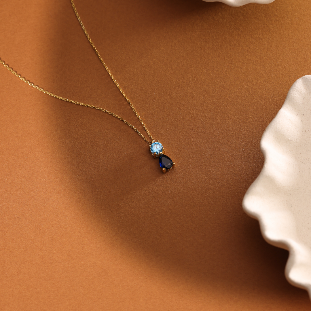 Two Birthstone Pendant Necklace
