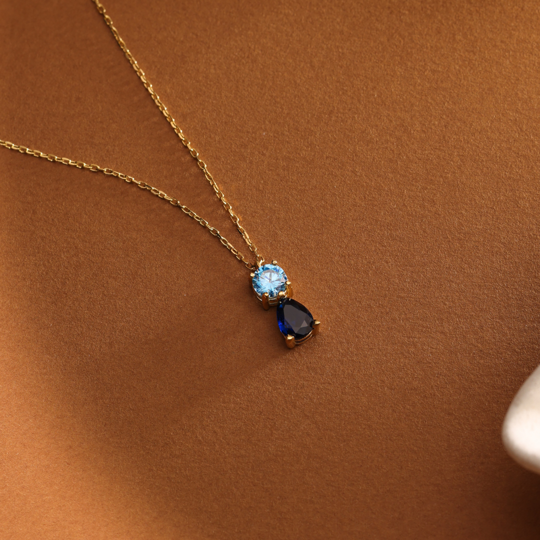 Two Birthstone Pendant Necklace