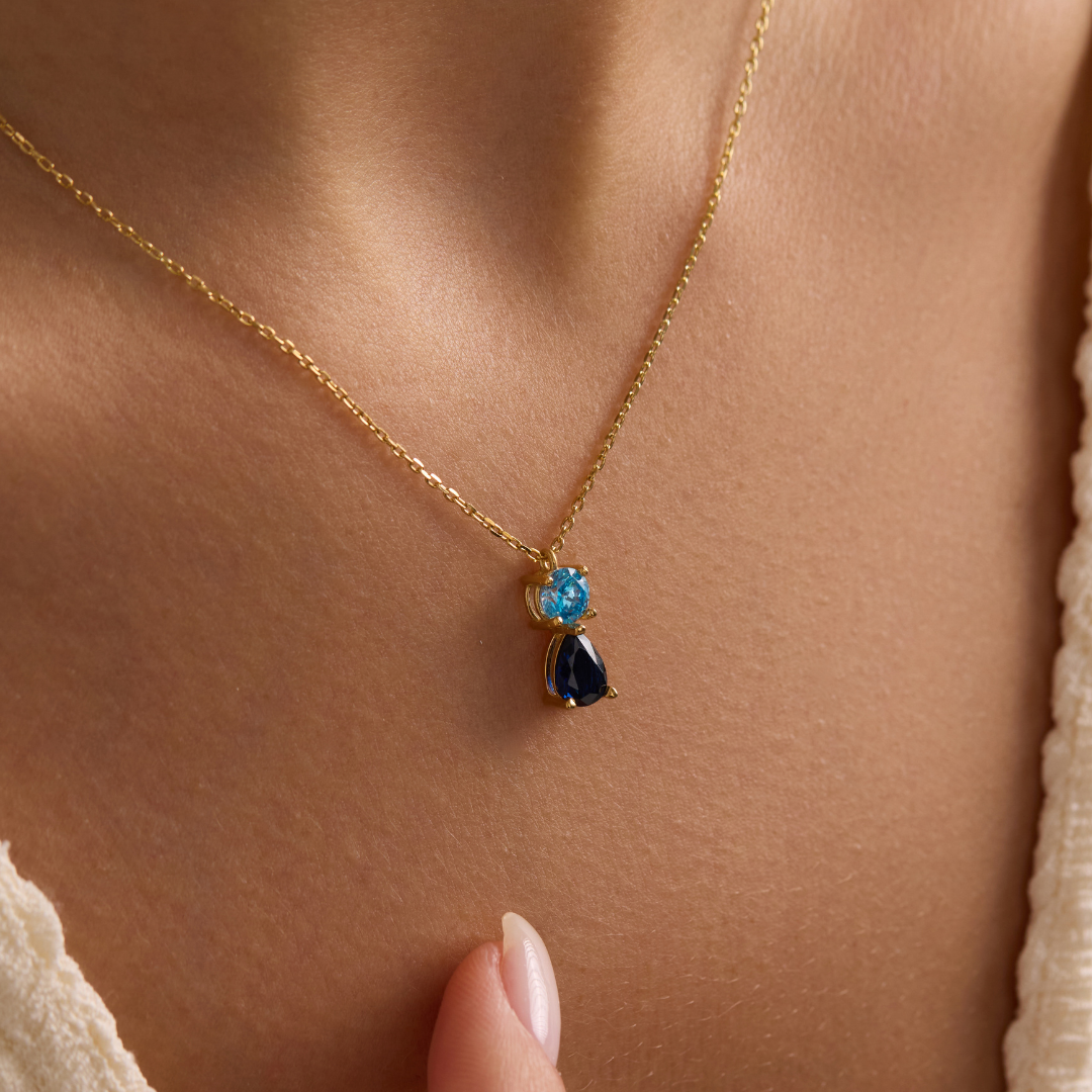 Two Birthstone Pendant Necklace