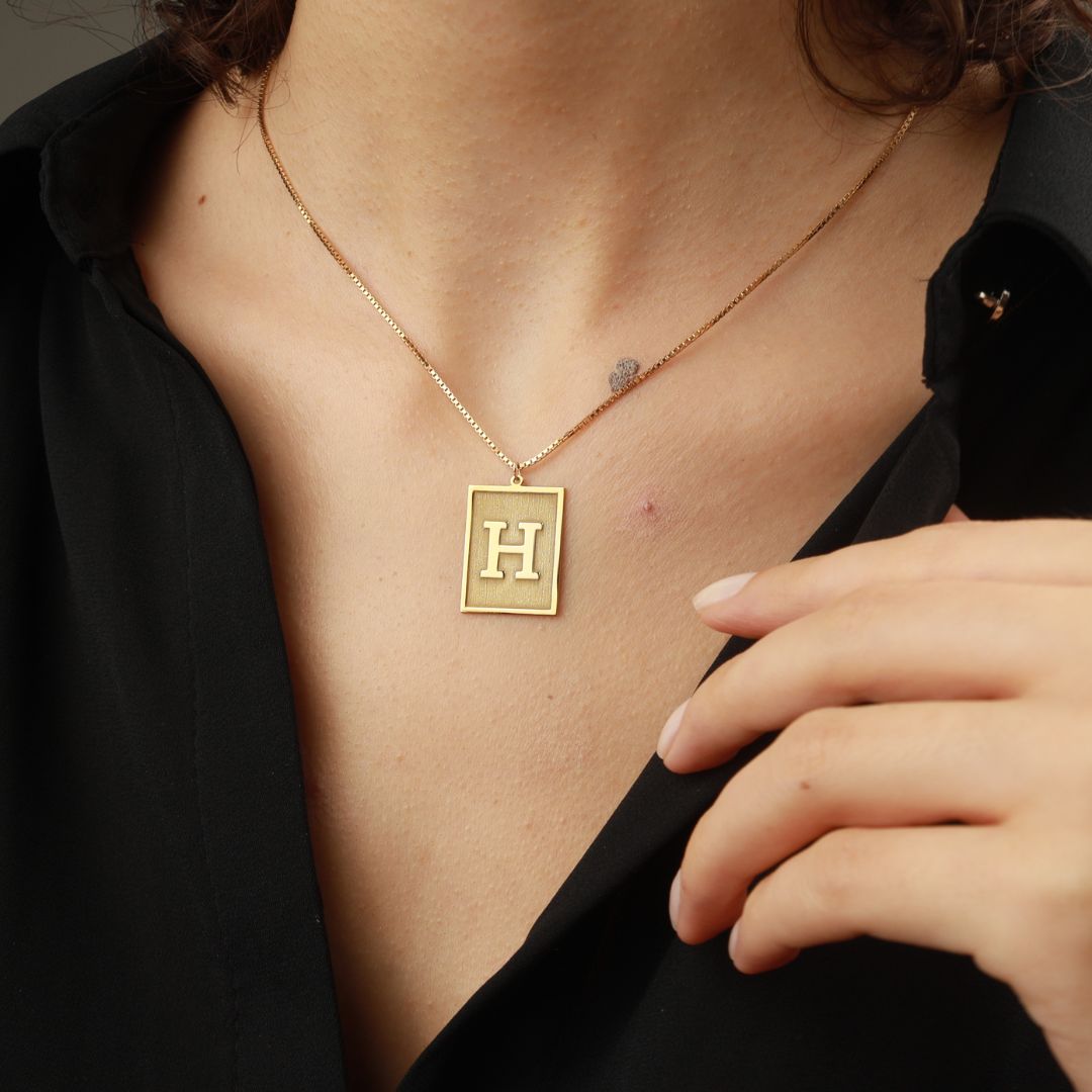 Custom Initial Tablet Necklace