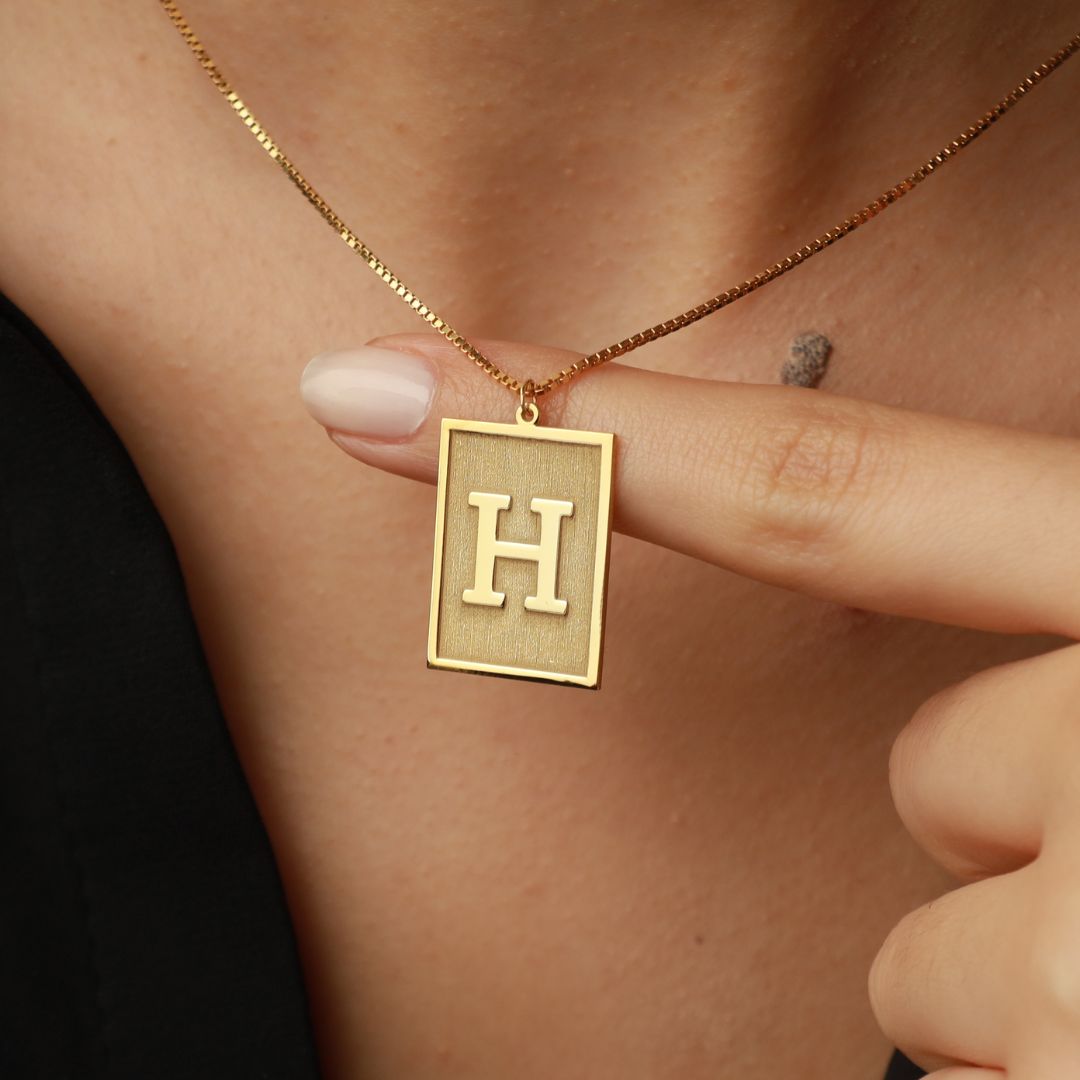 Custom Initial Tablet Necklace