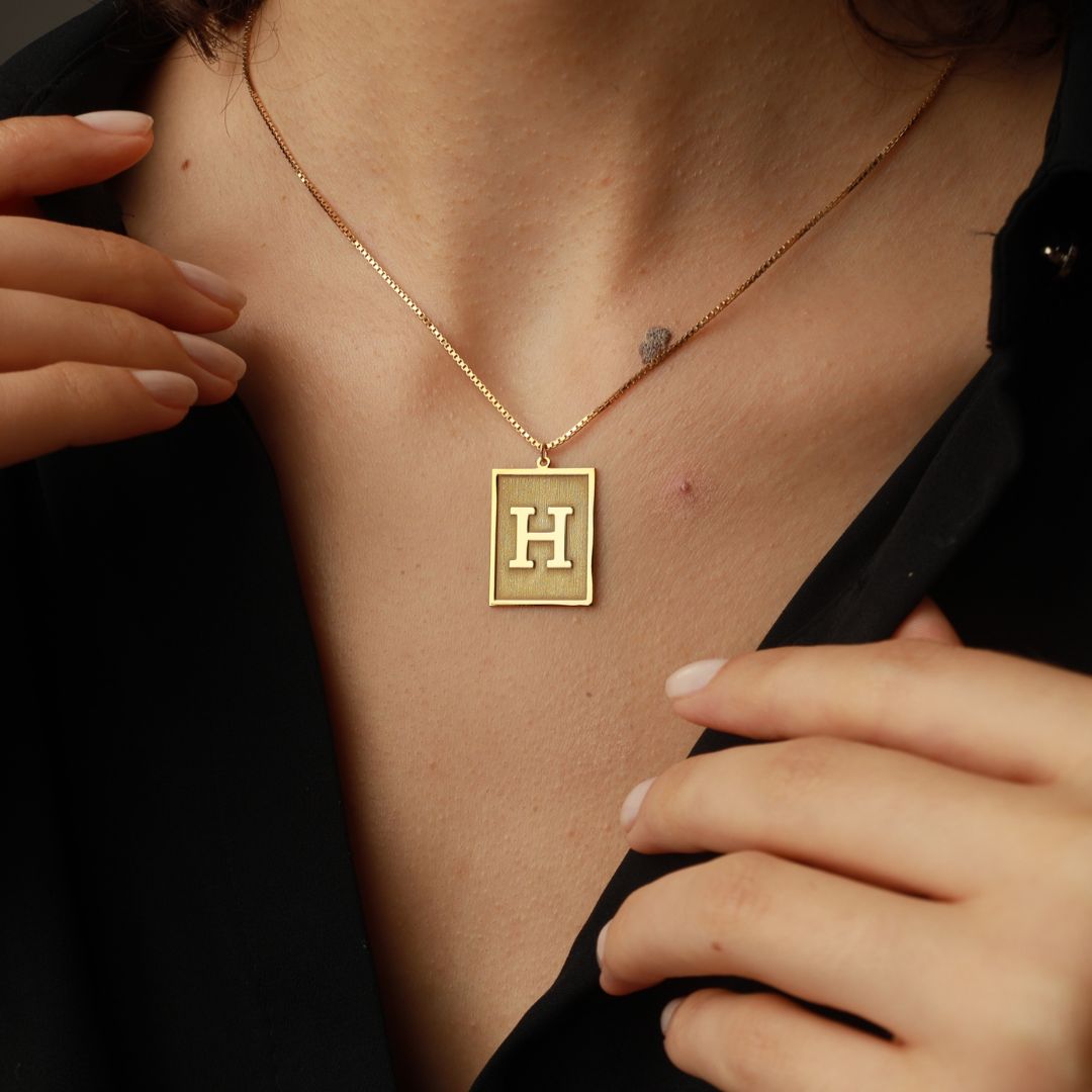 Custom Initial Tablet Necklace
