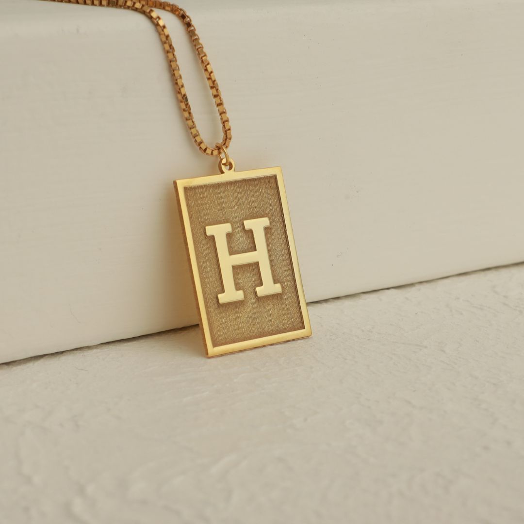 Custom Initial Tablet Necklace