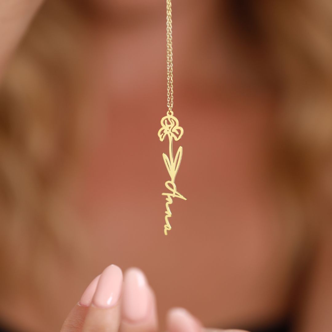 Birth Flower Name Necklace