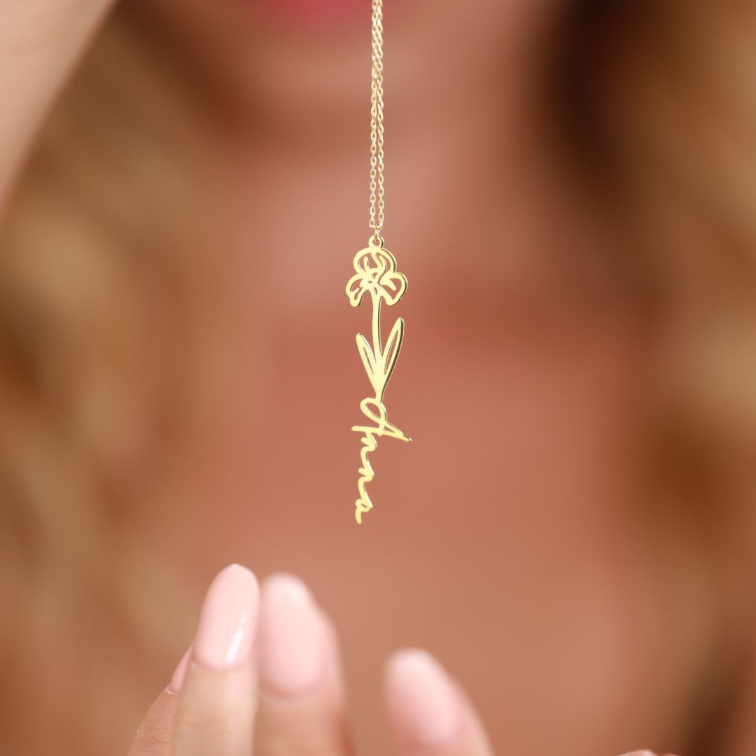 Birth Flower Name Necklace