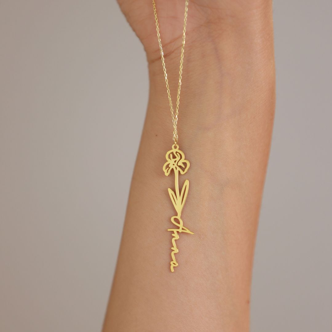 Birth Flower Name Necklace