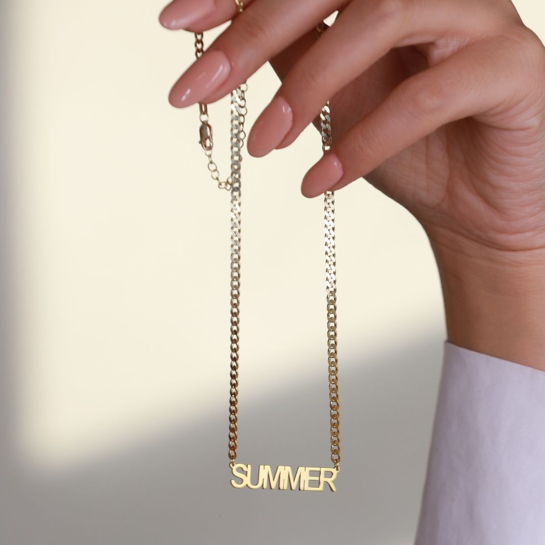 Block Style Name Necklace
