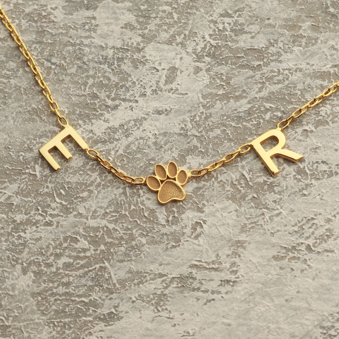 Custom Paw Initial Necklace