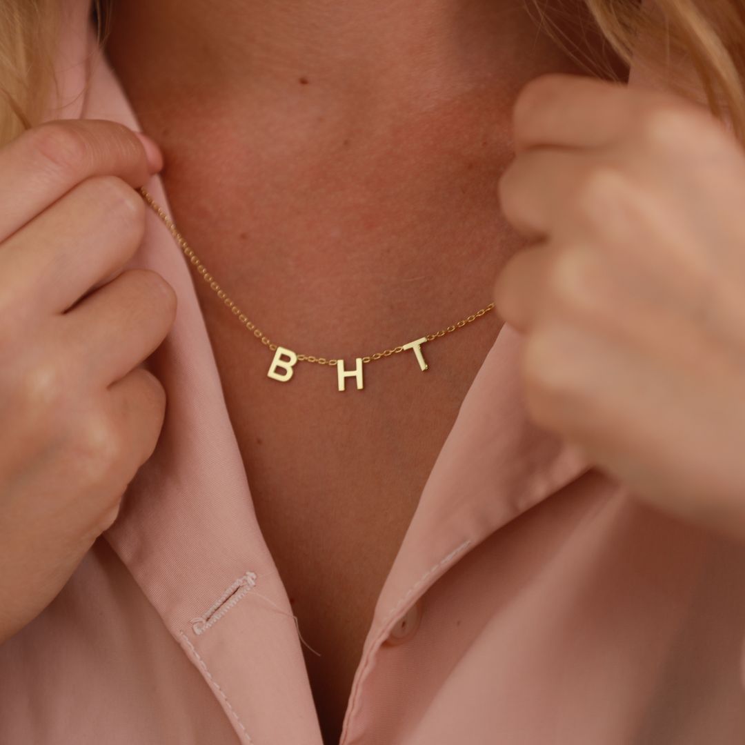 dainty initial necklace,
