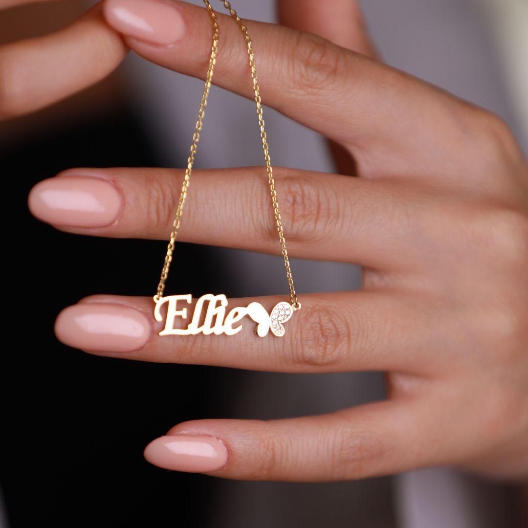 Name Necklace with Butterfly