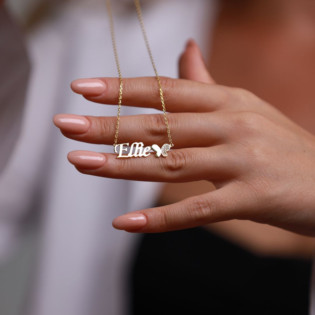 Name Necklace with Butterfly