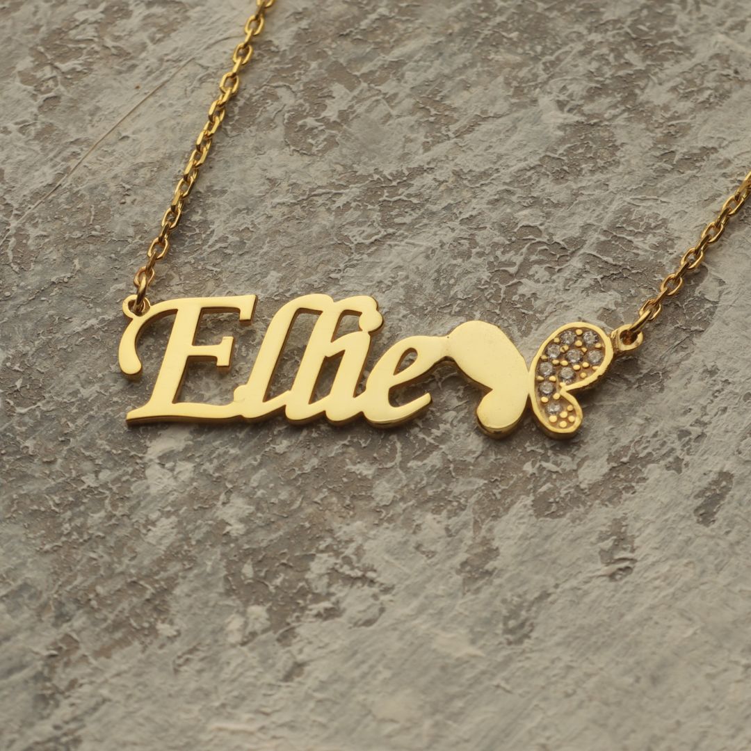 Name Necklace with Butterfly