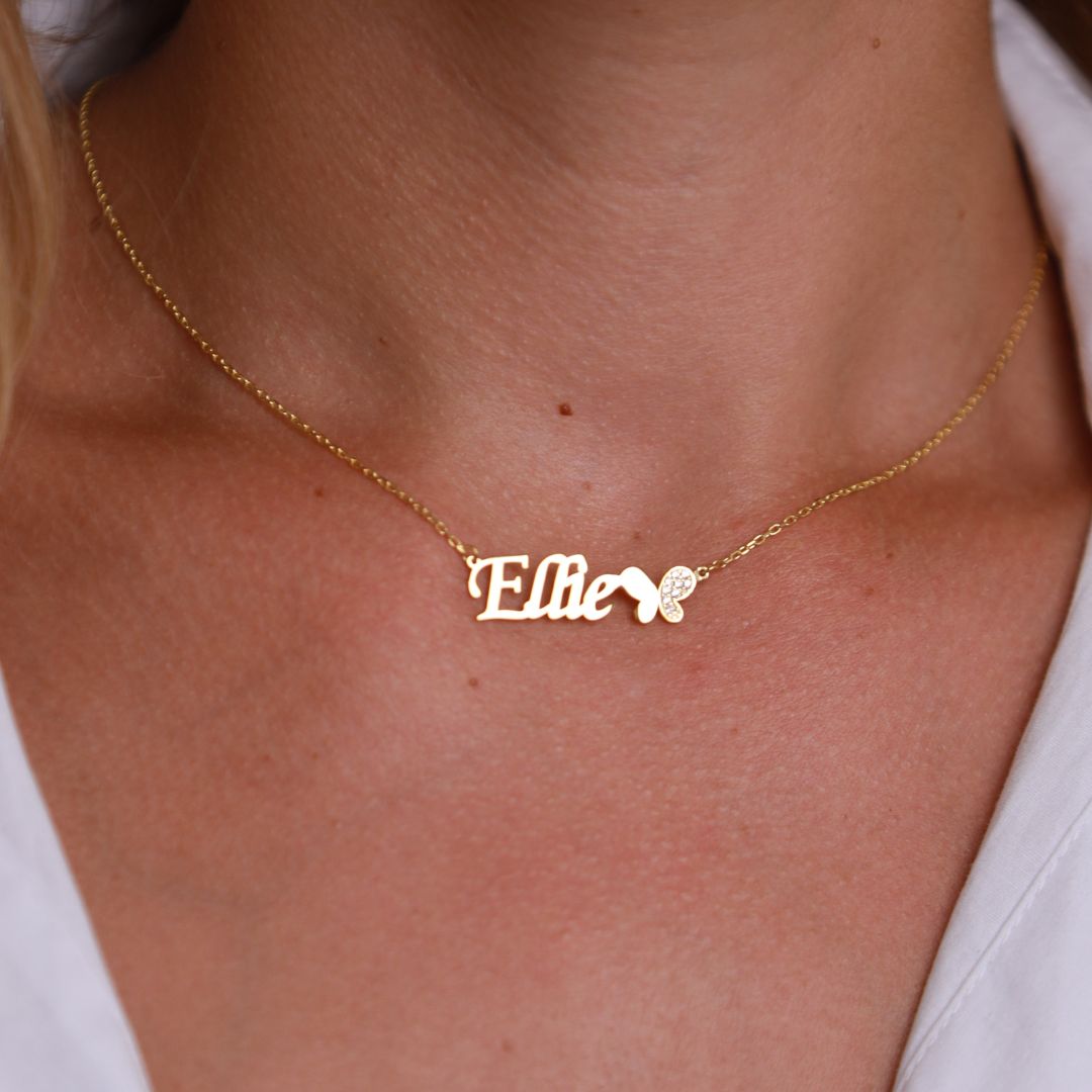 Name Necklace with Butterfly
