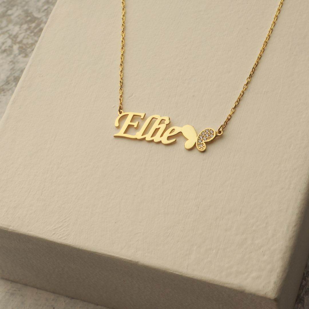 Name Necklace with Butterfly