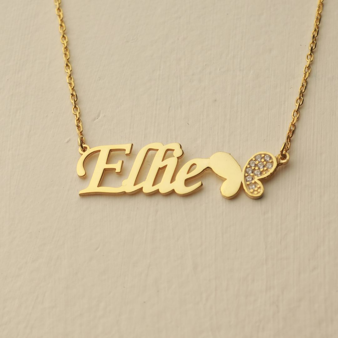 Name Necklace with Butterfly