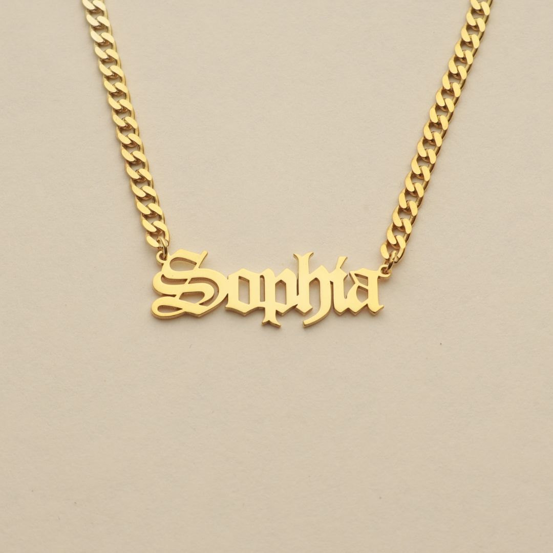 Old English Nameplate Necklace