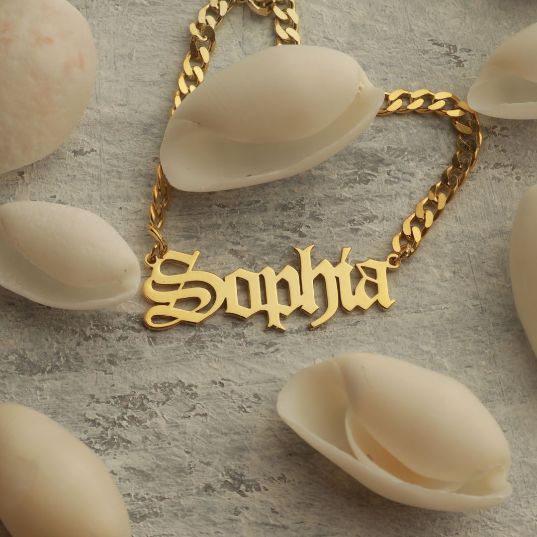 Old English Nameplate Necklace