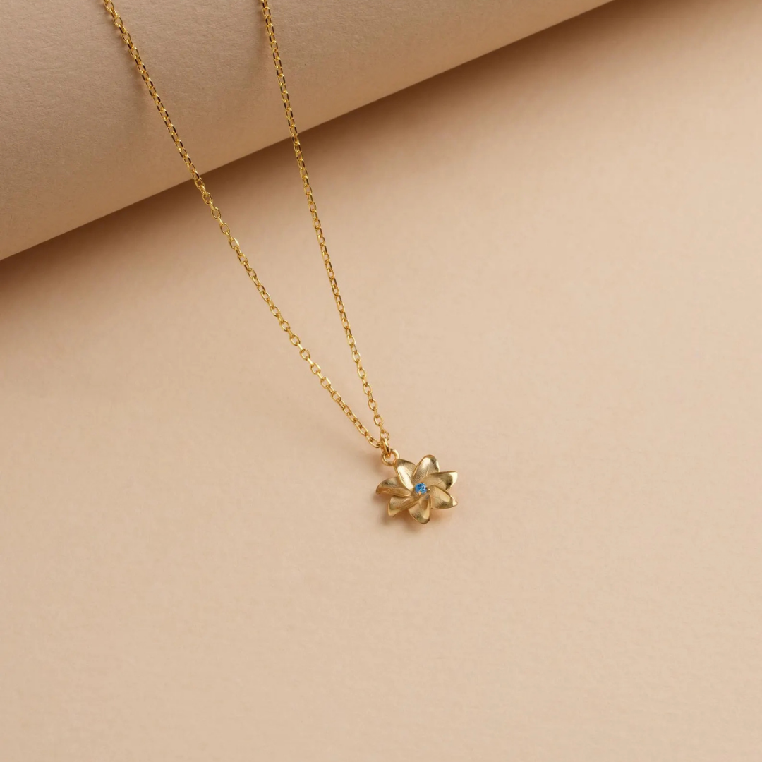 Custom Birth Flower Necklace with Birthstone