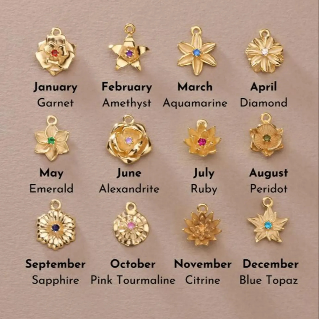 Custom Birth Flower Necklace with Birthstone