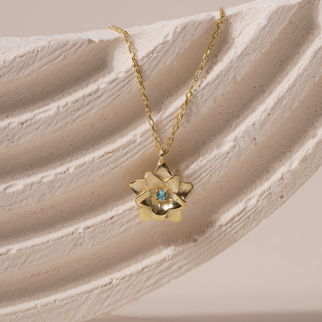 Custom Birth Flower Necklace with Birthstone