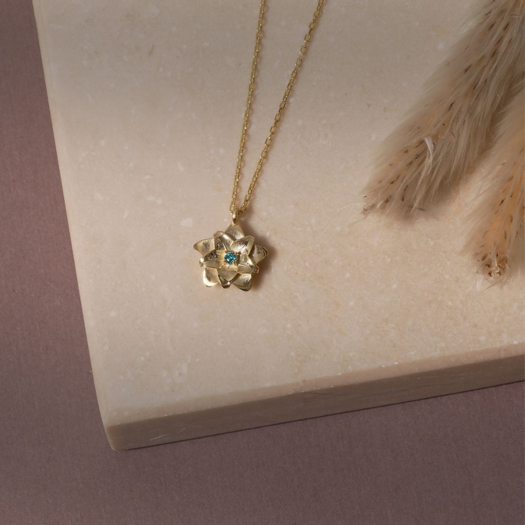 Custom Birth Flower Necklace with Birthstone
