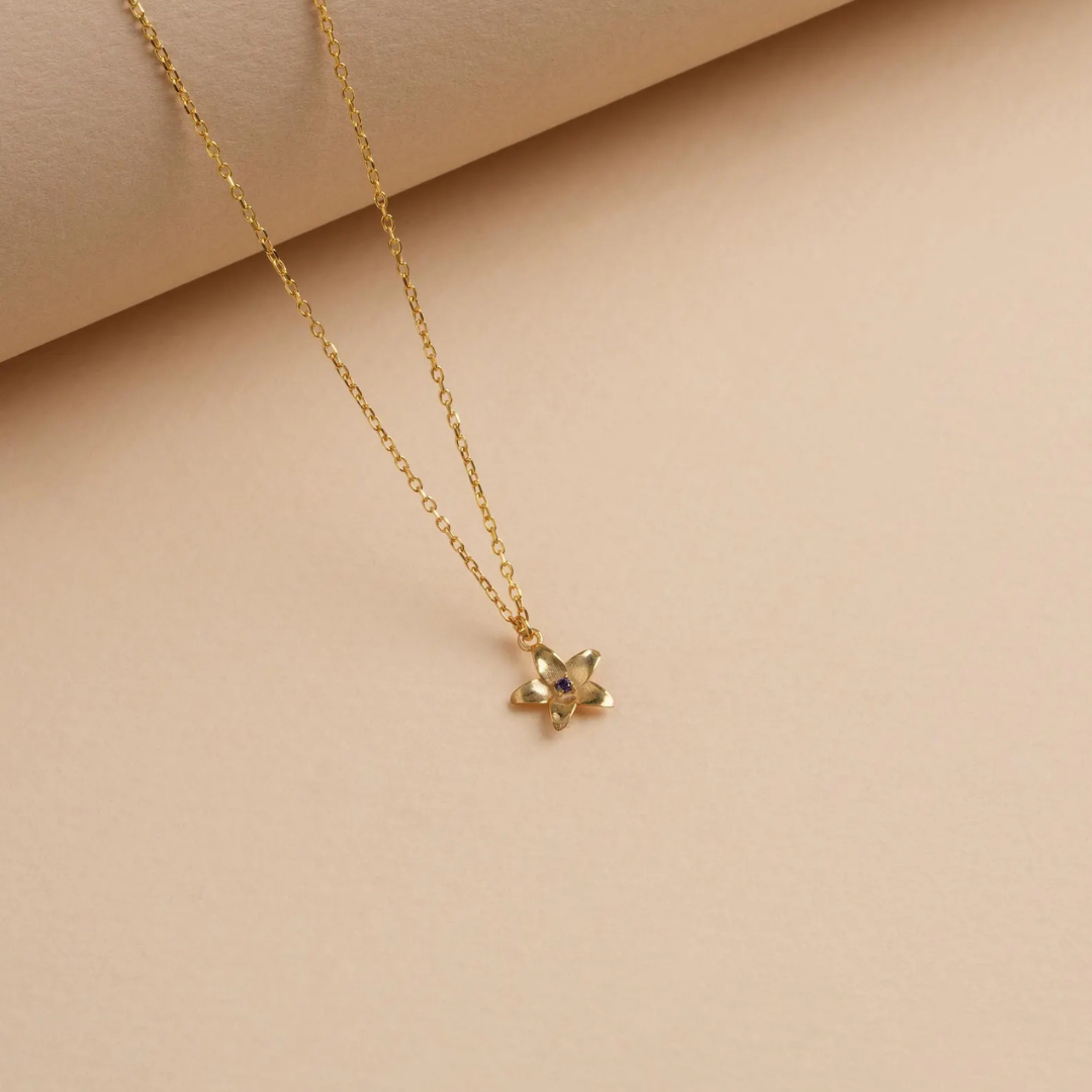 Custom Birth Flower Necklace with Birthstone