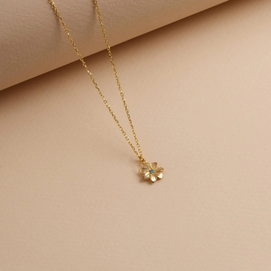Custom Birth Flower Necklace with Birthstone