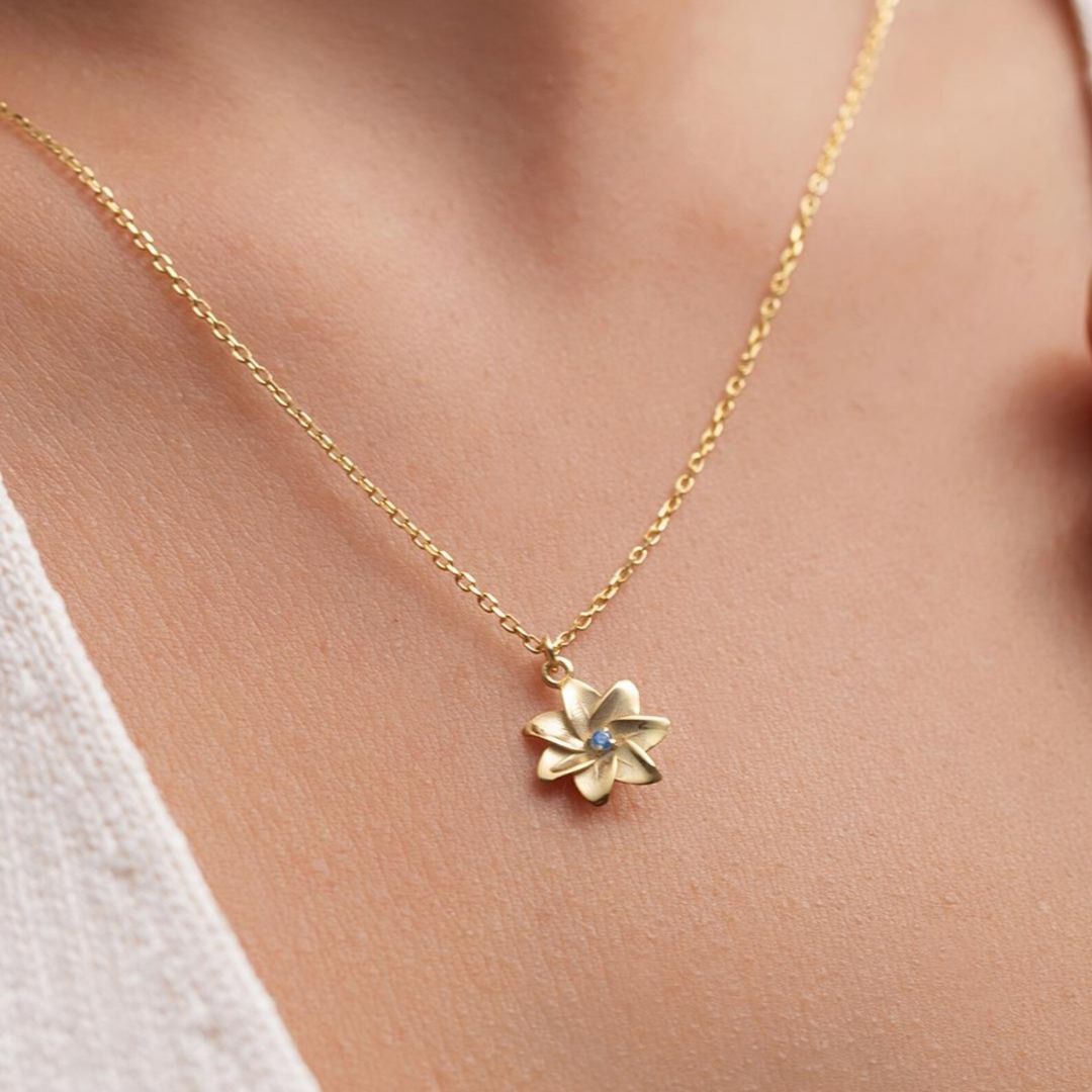 Custom Birth Flower Necklace with Birthstone