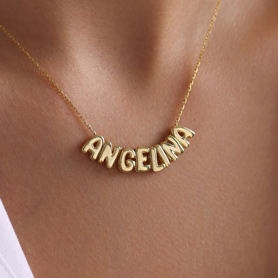 Custom Bubble Name Necklace