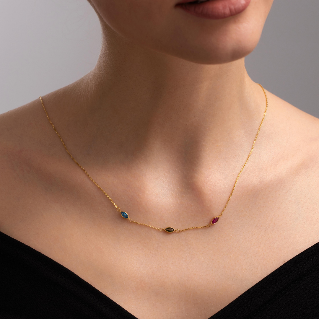 Custom Family Birthstone Necklace for Mom