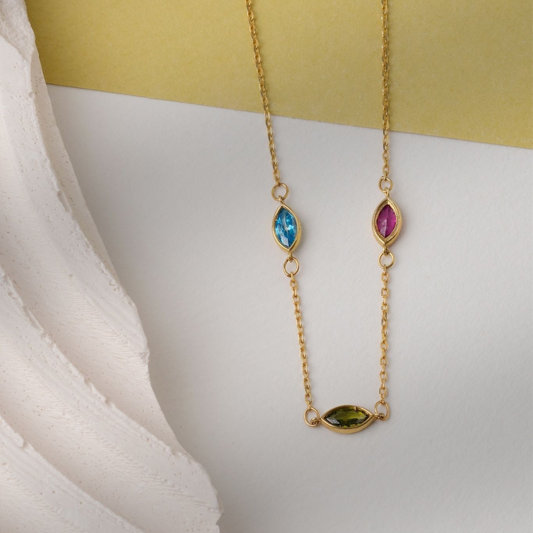 Custom Family Birthstone Necklace for Mom