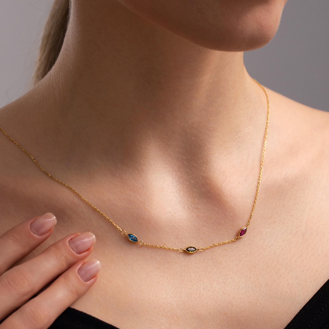 Custom Family Birthstone Necklace for Mom
